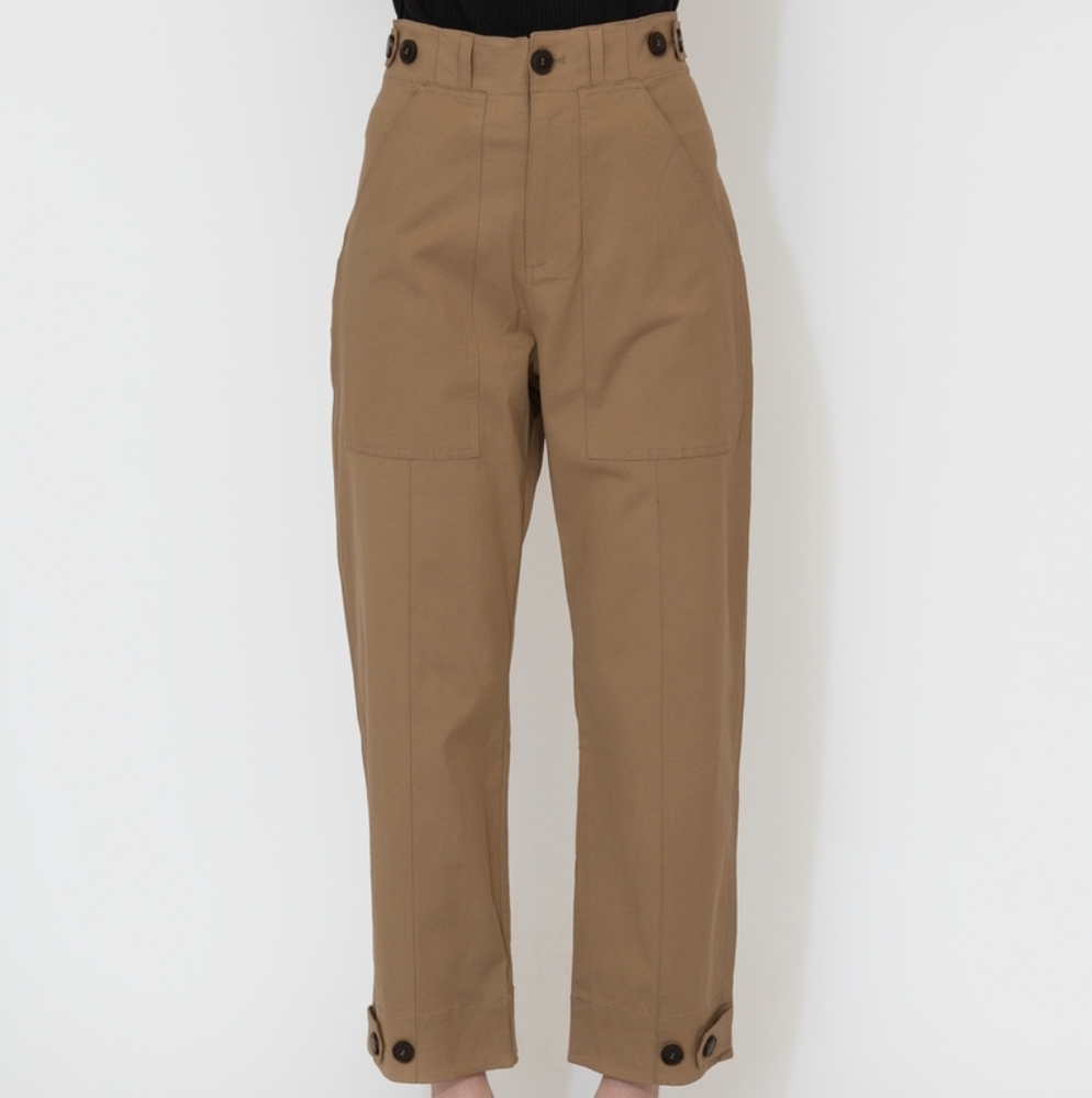 Mijeong Park Cropped Workwear Pant in Camel
